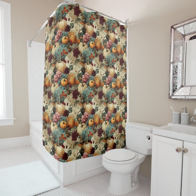 Floral Thanksgiving Vintage Pattern (8) Shower Curtain (In Situ)