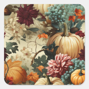 Floral Thanksgiving Vintage Pattern (8) Square Sticker