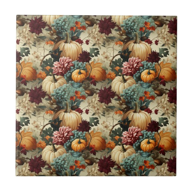 Floral Thanksgiving Vintage Pattern (8) Tile (Front)