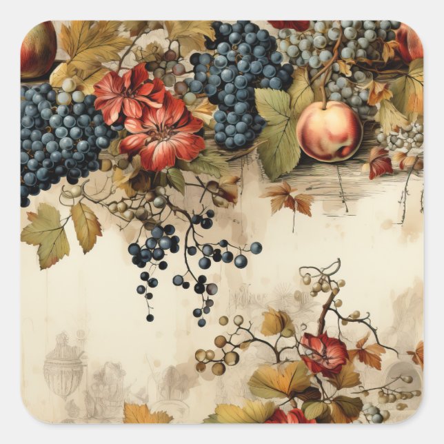 Floral Thanksgiving Vintage Pattern (9) Square Sticker (Front)