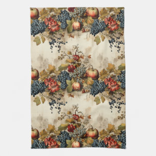 Floral Thanksgiving Vintage Pattern (9) Tea Towel