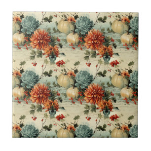 Floral Thanksgiving Vintage Pattern Tile