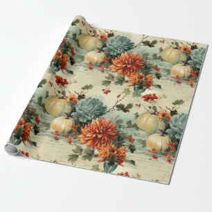 Floral Thanksgiving Vintage Pattern Wrapping Paper