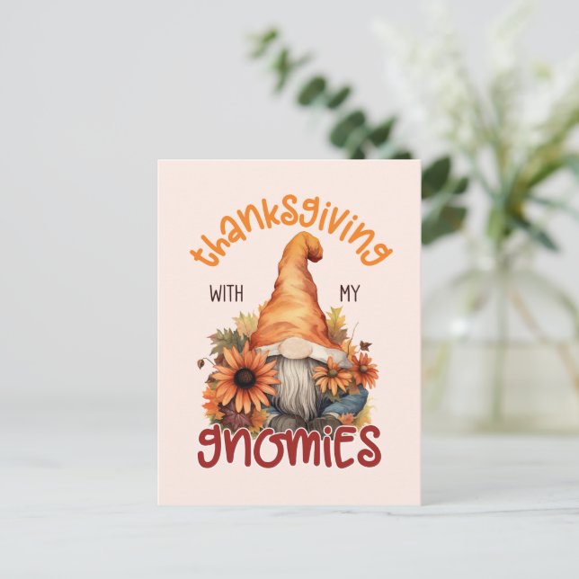 Floral Thanksgiving with my Gnomies  Postcard (Standing Front)