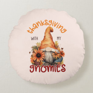 Floral Thanksgiving with my Gnomies Round Cushion