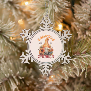 Floral Thanksgiving with my Gnomies Snowflake Pewter Christmas Ornament