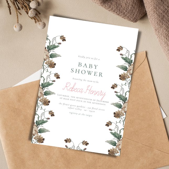 Floral theme modern baby shower invitation (Creator Uploaded)