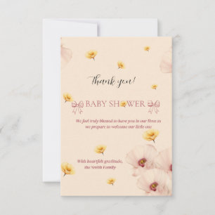 Floral Theme Paper Napkin Thank You Card