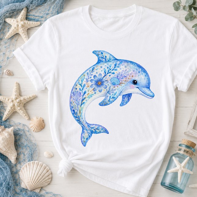 Floral Theme Pottery Art dolphin T-Shirt (Creator Uploaded)
