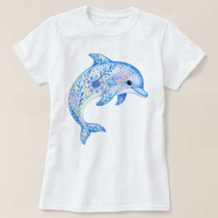 Floral Theme Pottery Art dolphin T-Shirt