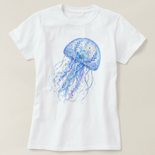 Floral Theme Pottery Art Jellyfish T-Shirt
