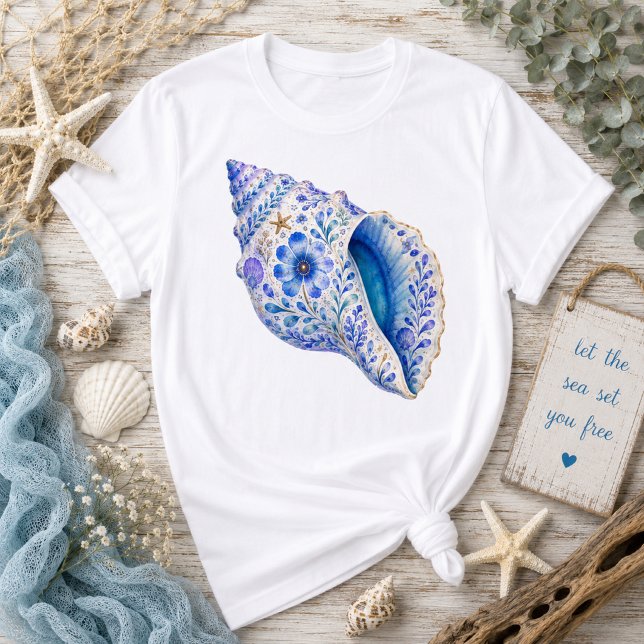 Floral Theme Seashell Art T-Shirt (Creator Uploaded)