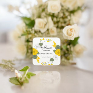 Floral Theme Welcome Square Sticker