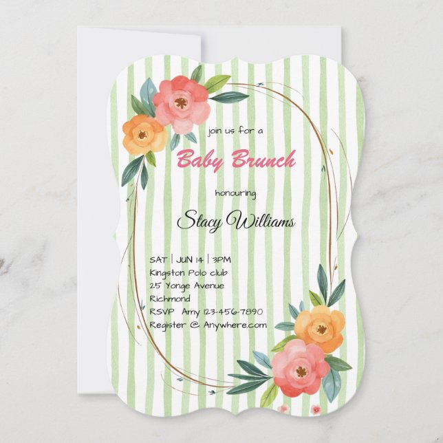 Floral Themed Baby Brunch Invitation (Front)