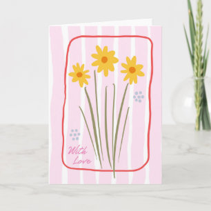 Floral Thinking of You Pink Candy Stripe Daffodil Card