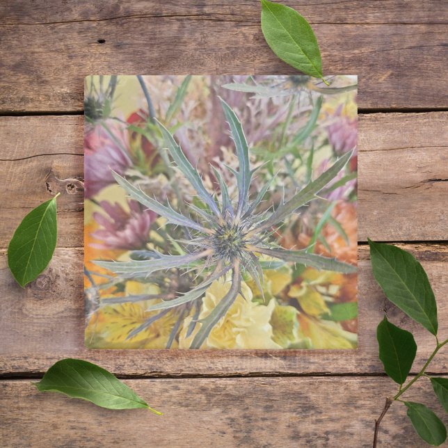Floral Thistle Colourful Pastel Botanical Natural  Stone Coaster (Creator Uploaded)