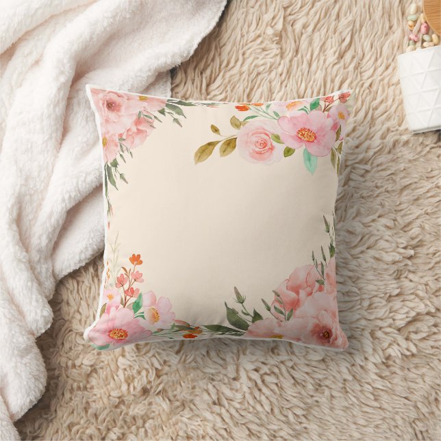 Floral Throw Pillow (Blanket)