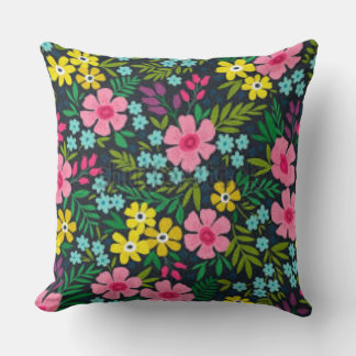Floral Throw Pillow | Colorful Flower Cushion