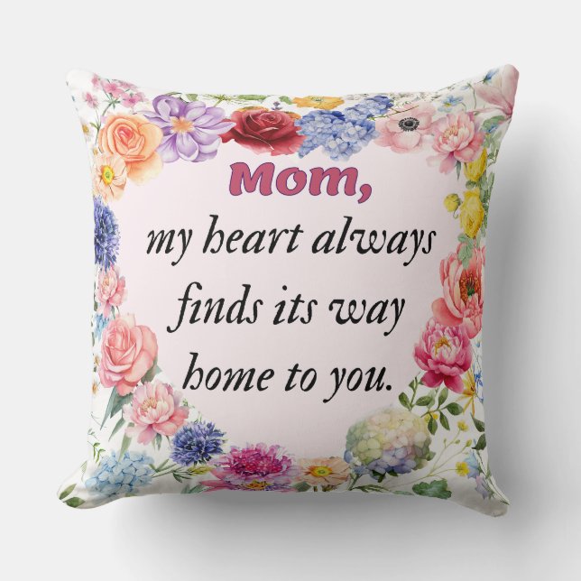 Floral Throw Pillow – Heartfelt Mother’s Day Gift (Front)