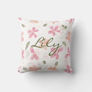 Floral Throw Pillow Watercolor flowers Nursery