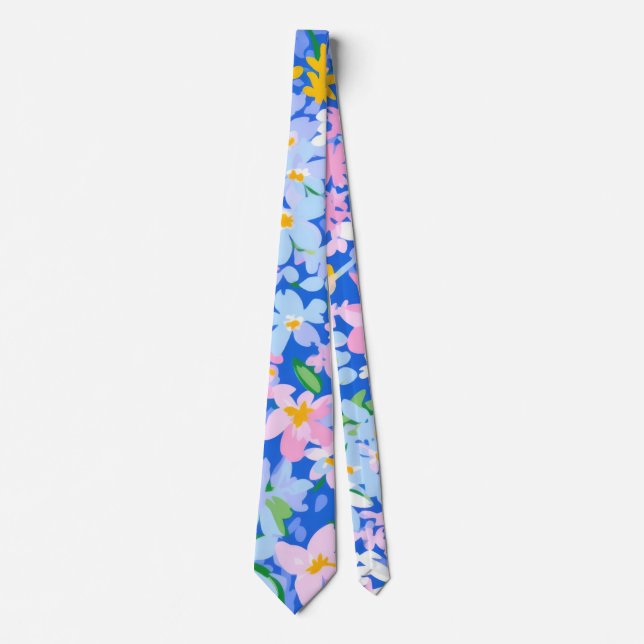 Floral Tie, Flower Tie, Tie Gift, Pink Flower Tie (Front)