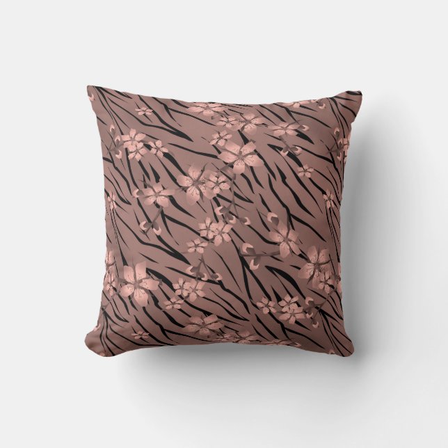 Floral tiger print cushion (Front)