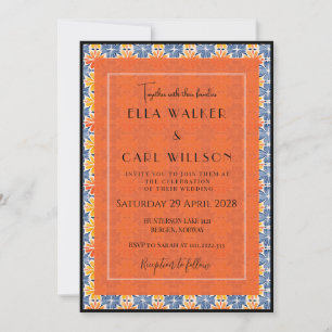 Floral Tile Pattern Wedding Invite