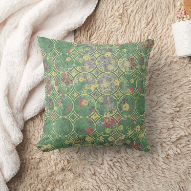 Floral Tile Throw Pillow (Blanket)