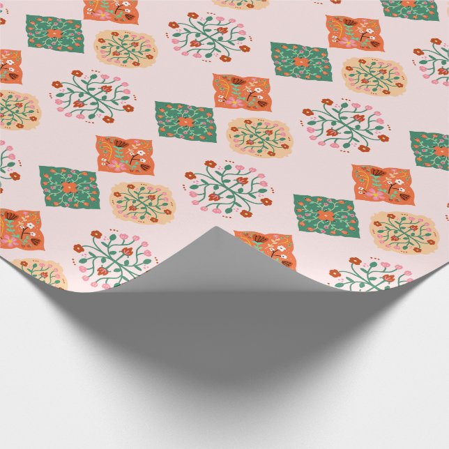 Floral Tile Wrapping Paper | Folk Garden Pattern G (Corner)