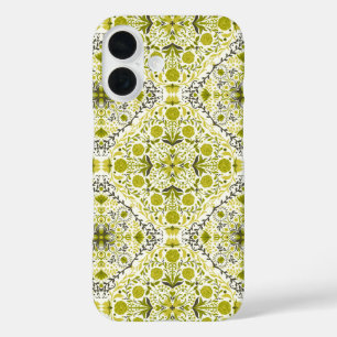 Floral tiles in green iPhone 16 case