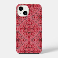 Floral tiles in red and watermelon pink