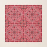 Floral tiles in red and watermelon pink scarf<br><div class="desc">Hand-painted floral tiles,  flowers,  beetles,  butterflies</div>