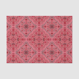 Floral tiles in red and watermelon pink tissue paper