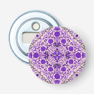 Floral tiles in violet and cotton candy pink bottle opener
