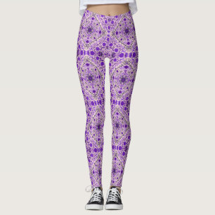 Floral tiles in violet and cotton candy pink leggings