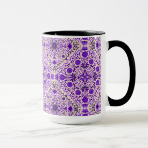 Floral tiles in violet and cotton candy pink mug