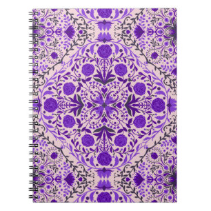 Floral tiles in violet and cotton candy pink notebook