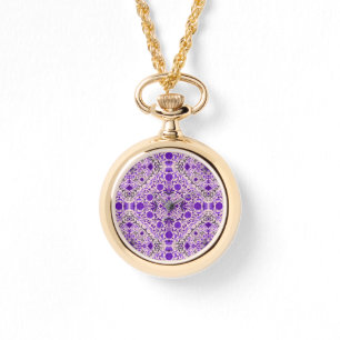 Floral tiles in violet and cotton candy pink watch