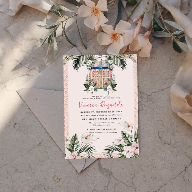 Floral Tiles | Moroccan Tropical Bridal Shower Invitation (Creator Uploaded)