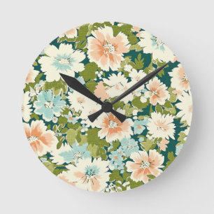 Floral Time Whisper Round Clock