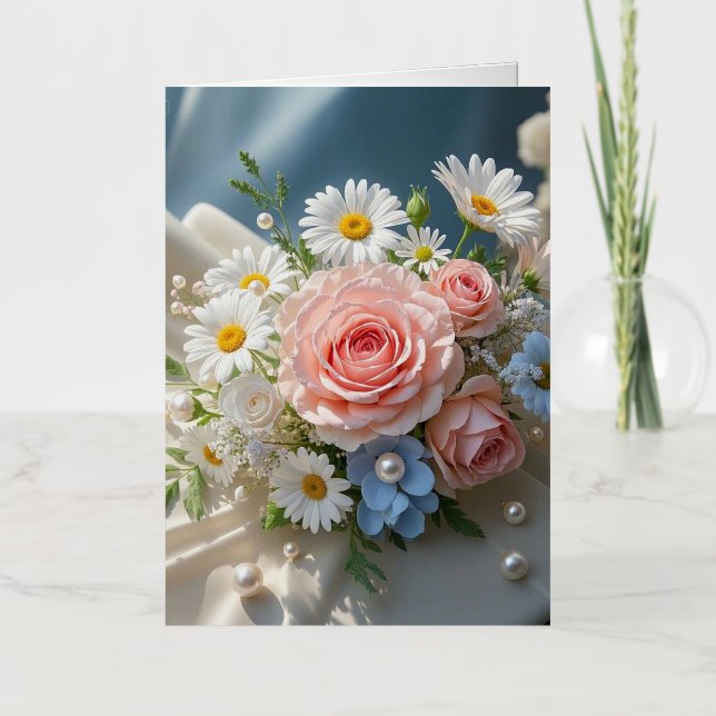 Floral Timeless elegance meets whispered romance Foil Greeting Card (Front)