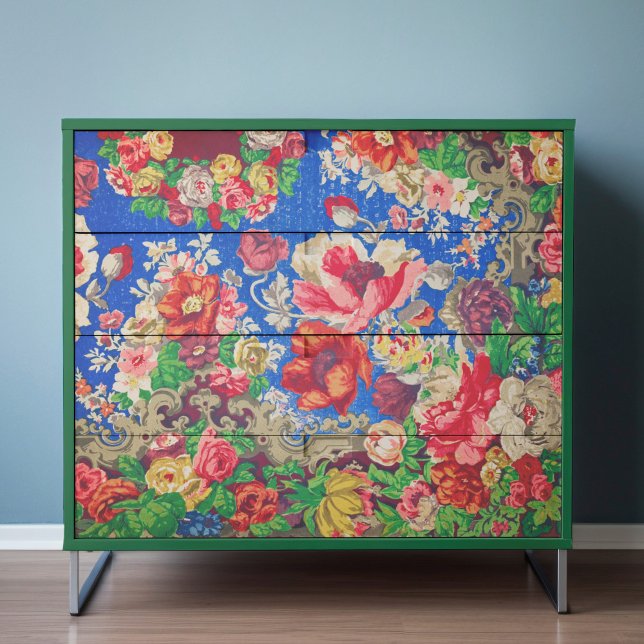 Floral Tissue or Decoupage Paper (This is a mockup, depending on the size of your furniture your print may look bigger or smaller.)