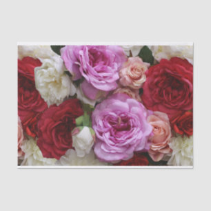 Floral tissue paper with roses and peonies
