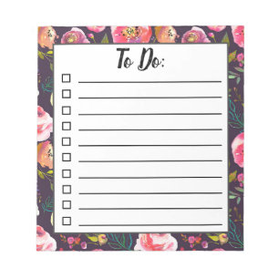 Floral To Do List Notepad