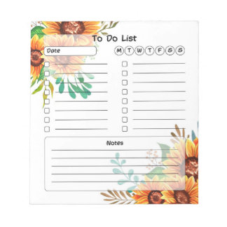 Floral To Do List Notepad