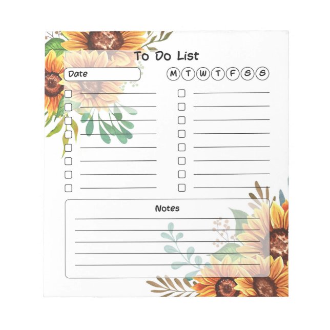 Floral To Do List Notepad (Front)