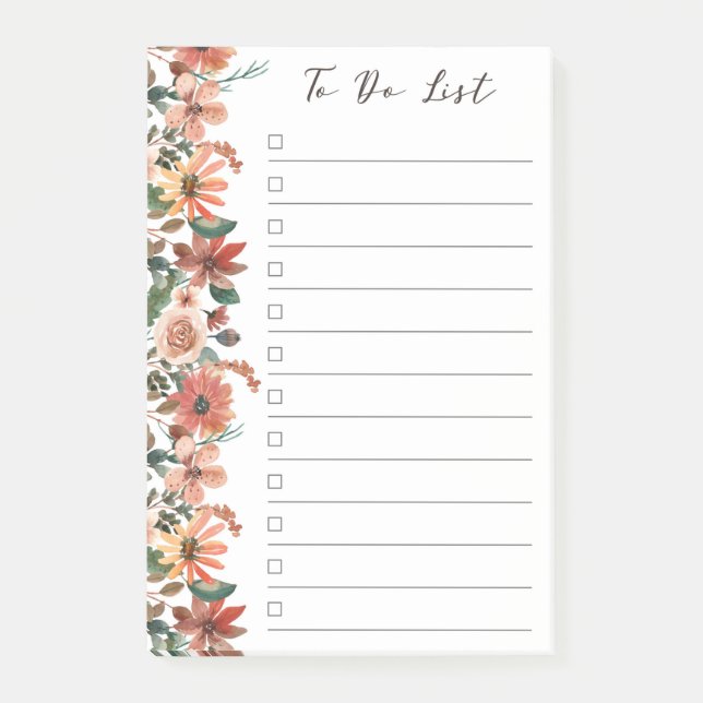 Floral To Do List Post-it Notes (Front)