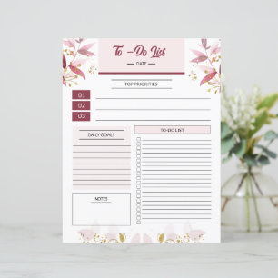 Floral To Do List Template