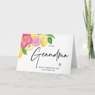 Floral To My Grandma on My Wedding Day Grandmother Card