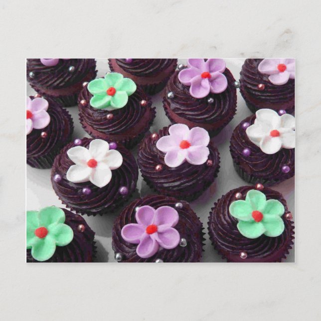 Floral topped Cupcakes Postcard (Front)